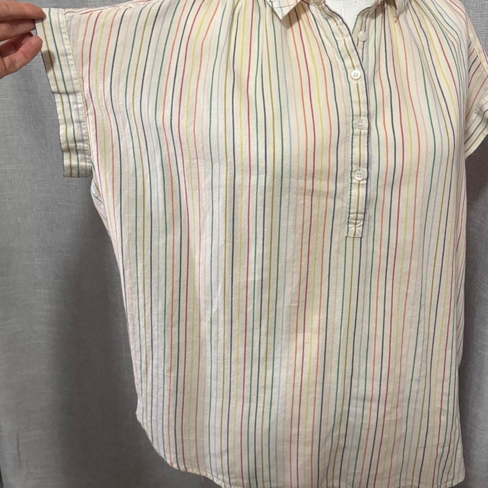 Madewell Central Stripe Popover Shirt-Sz M-Over Sized-Cotton-Multi Color-EUC - Picture 11 of 16